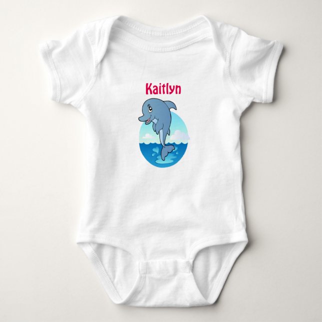 Niedlicher Dolphin Baby Jersey Bodysuit Baby Strampler (Vorderseite)