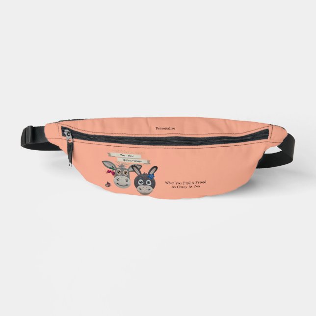 Niedlicher Donkey Crazy Fun Friends Zitat Orange Bauchtasche (Vorderseite)