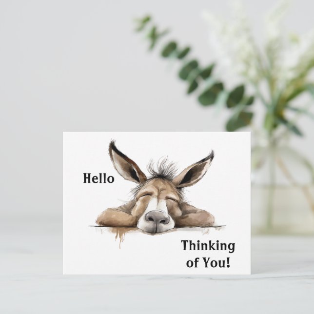 Niedlicher Donkey denkt an euch. bearbeitbar Postkarte (Stehend Vorderseite)