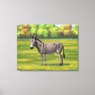 Niedlicher Donkey Gray Burro in Weide Leinwanddruck