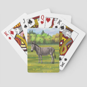 Niedlicher Donkey Gray Burro in Weide Spielkarten