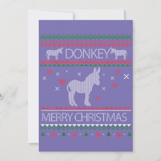 Niedlicher Donkey Ugly Sweater Weihnachtsfeiertag  Einladung (Vorderseite)