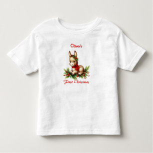 Niedlicher Donkey zu Weihnachten im Roten Scarf Kleinkind T-shirt