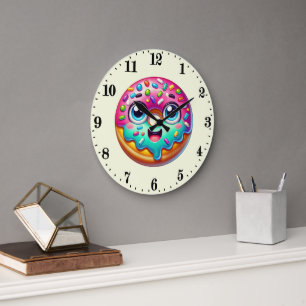 Niedlicher Donut Große Wanduhr
