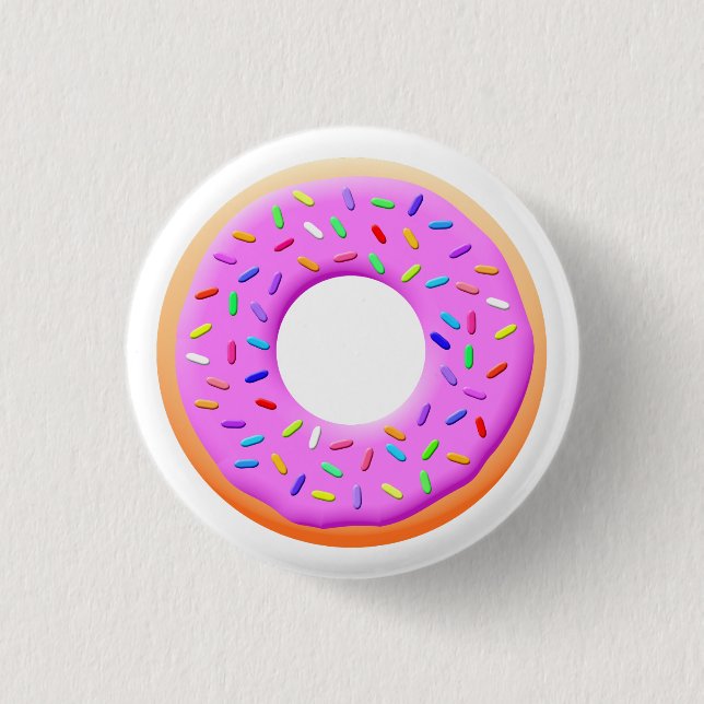 Niedlicher Donut Zeichnend mit Sprinklen Button (Vorderseite)