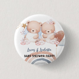Niedlicher Doppelstar Ballon Babydusche Party Button