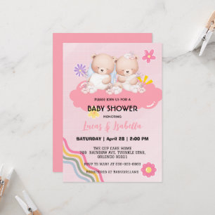 Niedlicher Doppelstar Ballon Babydusche Party Einladung
