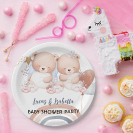 Niedlicher Doppelstar Ballon Babydusche Party Pappteller