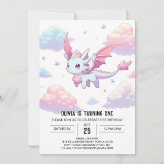 Niedlicher Drache 1. Geburtstag Einladung