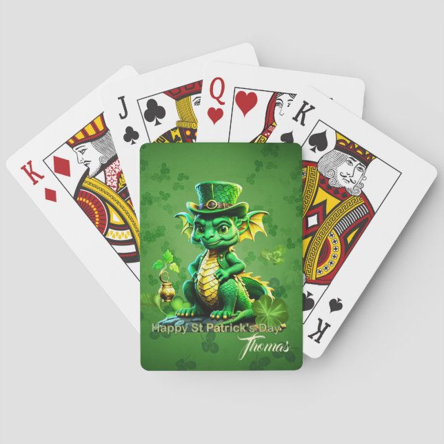 Niedlicher Drache des St. Patrick's Day Spielkarten (Rückseite)