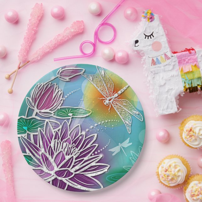 Niedlicher Drache Fliegen Hübsche Sommerfarben Mod Pappteller (Party)