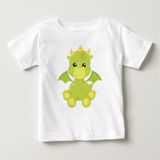 Niedlicher Drache, Grüner Drache, Kleiner Drache,  Baby T-shirt (Vorderseite)