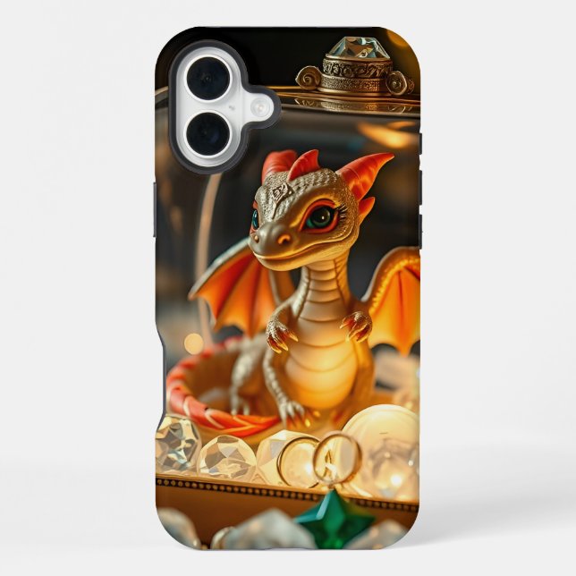 Niedlicher Drache in einer Schmuckbox iPhone Hülle (Rückseite)