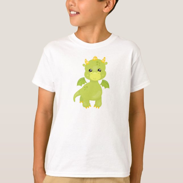Niedlicher Drache, Kleiner Drache, Grüner Drache,  T-Shirt (Vorderseite)