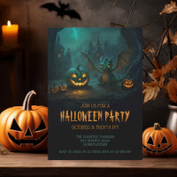 Niedlicher Drache mit Beängstigendem Pumpkins-Hall
