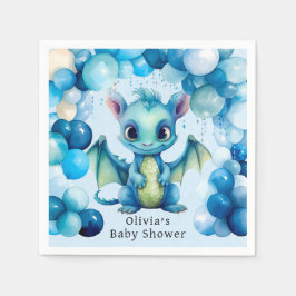 Niedlicher Drache mit Blue Balloons Boy Baby Dusch Serviette