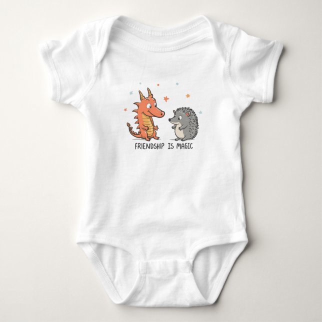Niedlicher Drache und Igel - Freundschaft ist Magi Baby Strampler (Vorderseite)