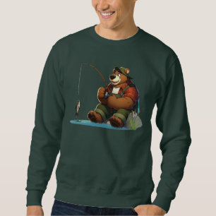 Niedlicher, draussen jagender Bär beim Fischen Sweatshirt