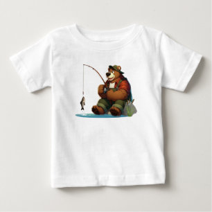 Niedlicher, draussenfischender Bär Baby T-shirt