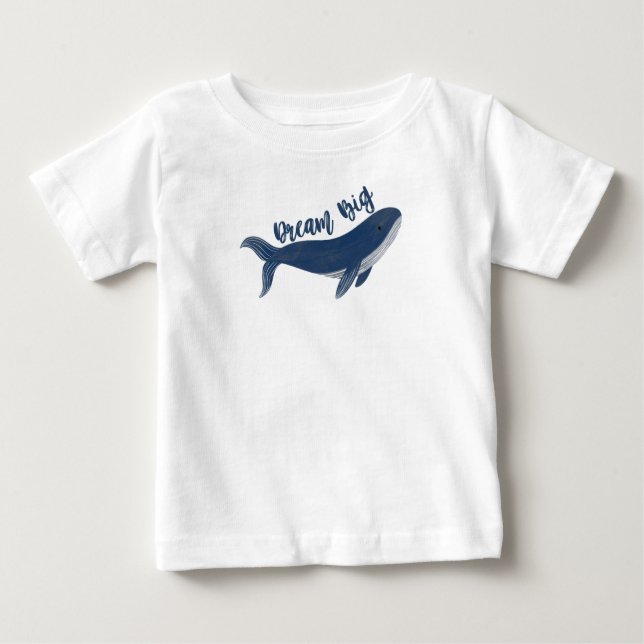 Niedlicher "Dream Big" Whale Baby T - Shirt (Vorderseite)