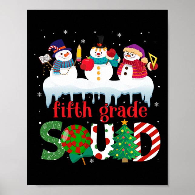 Niedlicher drei Snowman-Lehrer Kinder Fünfte Klass Poster (Vorne)