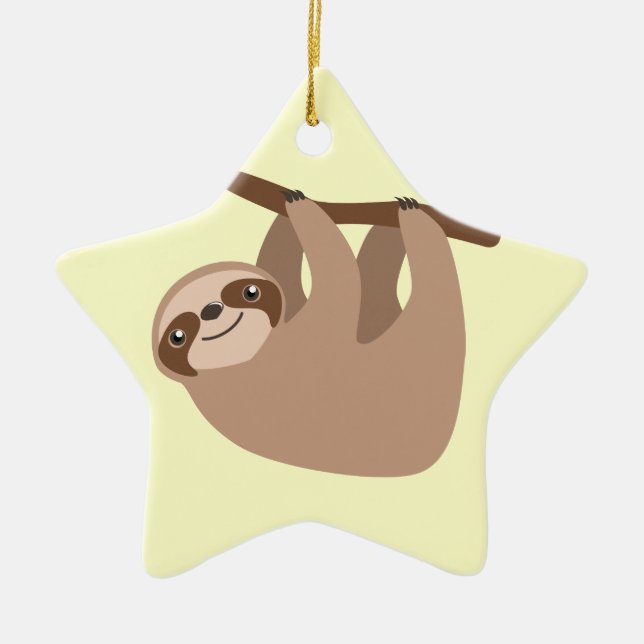 Niedlicher Drei-Toed Sloth Keramikornament (Vorne)
