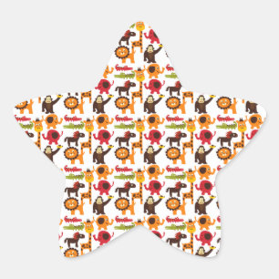 Niedlicher Dschungel Dorf Safari Stern-Aufkleber