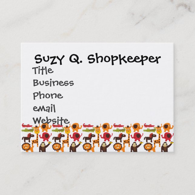 Niedlicher Dschungel Dorf Safari Visitenkarte (Vorderseite)