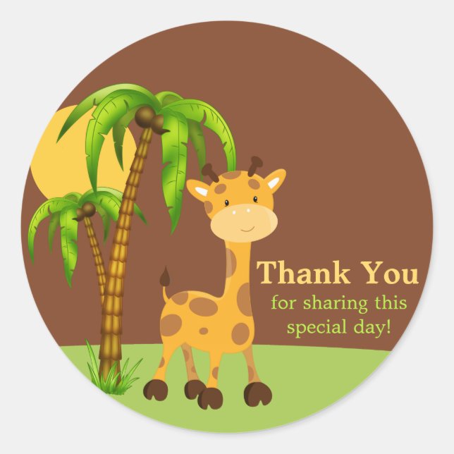 Niedlicher DschungelElefant Vielen Dank, Ihr Stick Runder Aufkleber (Vorderseite)