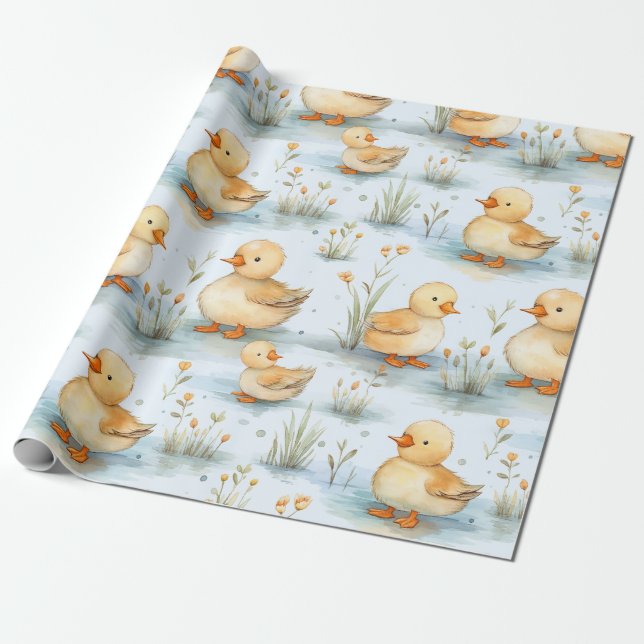 Niedlicher Duckling Spring Baby Duwer Gender-Beric Geschenkpapier (Ungerollt)