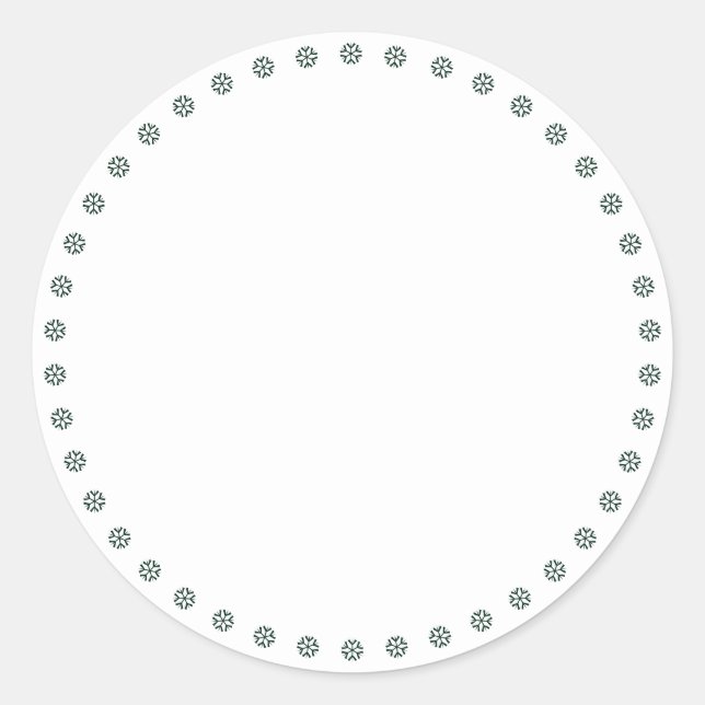 Niedlicher dunkelgrüner Schneeflocken grenzt an ei Runder Aufkleber (Vorderseite)