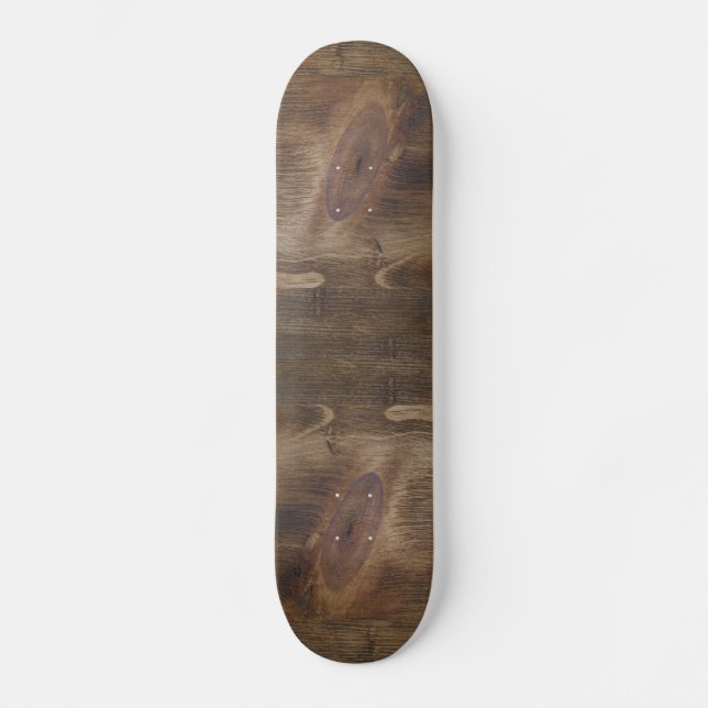 Niedlicher dunkler rustikaler knorriger hölzerner skateboard (Vorderseite)