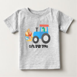 Niedlicher Ei-Dinosaurier Bau Truck Geburtstagskin Baby T-shirt