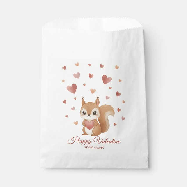 Niedlicher Eichhörnchen-Herz-Valentinstag Geschenktütchen (Vorderseite)