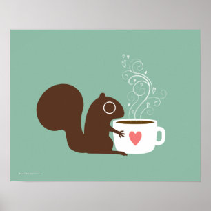 Niedlicher Eichhörnchen-Kaffee Lover   Whimsistisc Poster