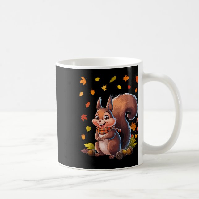 Niedlicher Eichhörnchen Mit Herbstlaub Herbsttier  Kaffeetasse (Rechts)