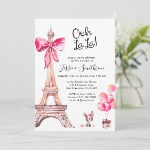 Niedlicher Eiffelturm Paris Geburtstag Einladungen