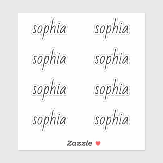 Niedlicher einfacher moderner Typografie-Name Aufkleber (Blatt)