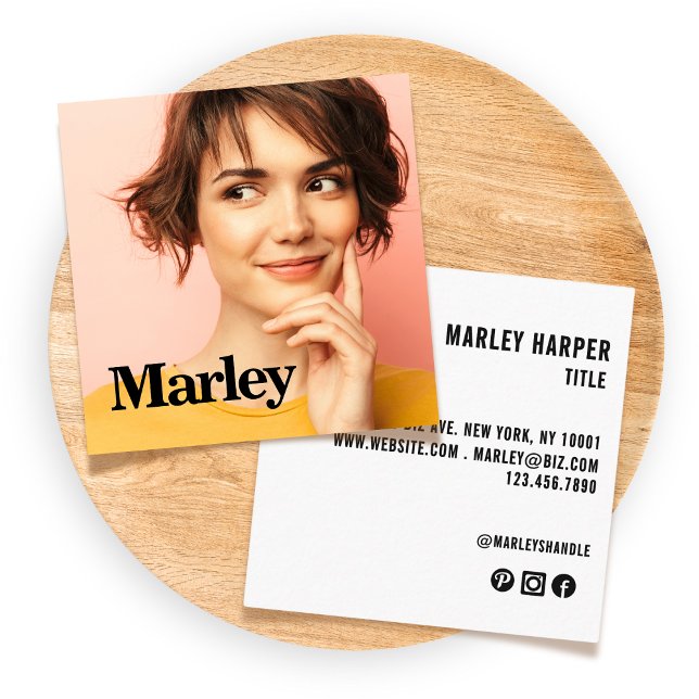 Niedlicher einfacher Spaß Modernes Berufliches Fot Quadratische Visitenkarte (Von Creator hochgeladen)