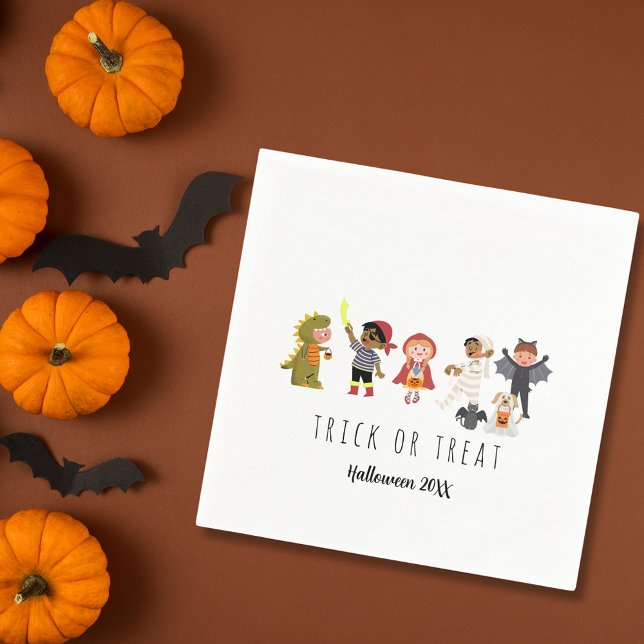 Niedlicher einfacher Trick oder Treat Halloween Pa Serviette (Cute Simple Trick or Treat Halloween Paper Napkins)