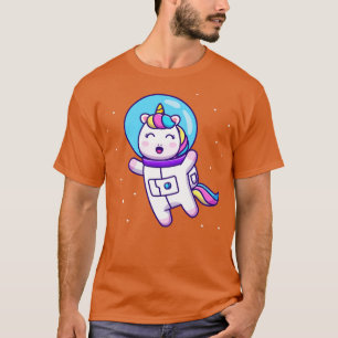 Niedlicher Einhorn-Astronaut, der im Weltraum-Cart T-Shirt