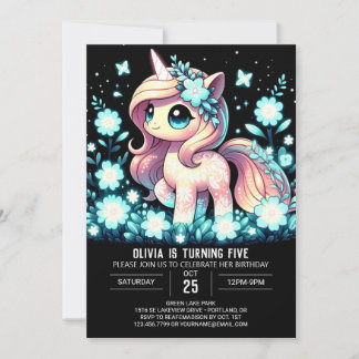 Niedlicher Einhorn Digital Geburtstag Einladung