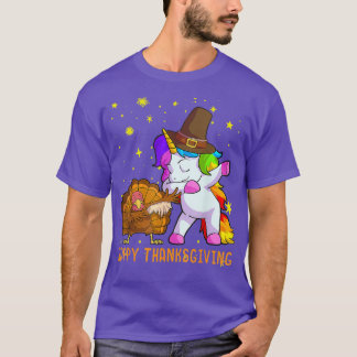 Niedlicher Einhorn-Erntedank für Mädchen Pilgrim H T-Shirt