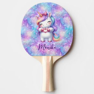 Niedlicher Einhorn Glitzer I Liebe Sie Personalisi Tischtennis Schläger
