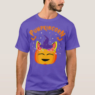 Niedlicher Einhorn Halloween Erntedank Frauen Kind T-Shirt