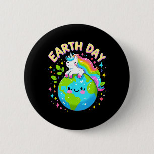 Niedlicher Einhorn Happy Earth Day Groovy Women Me Button