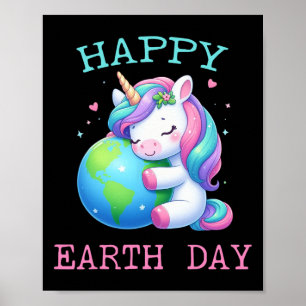 Niedlicher Einhorn Happy Earth Day Groovy Women Me Poster
