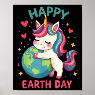 Niedlicher Einhorn Happy Earth Day Groovy Women Me Poster