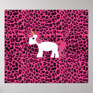Niedlicher Einhorn-Leopardendruck Poster