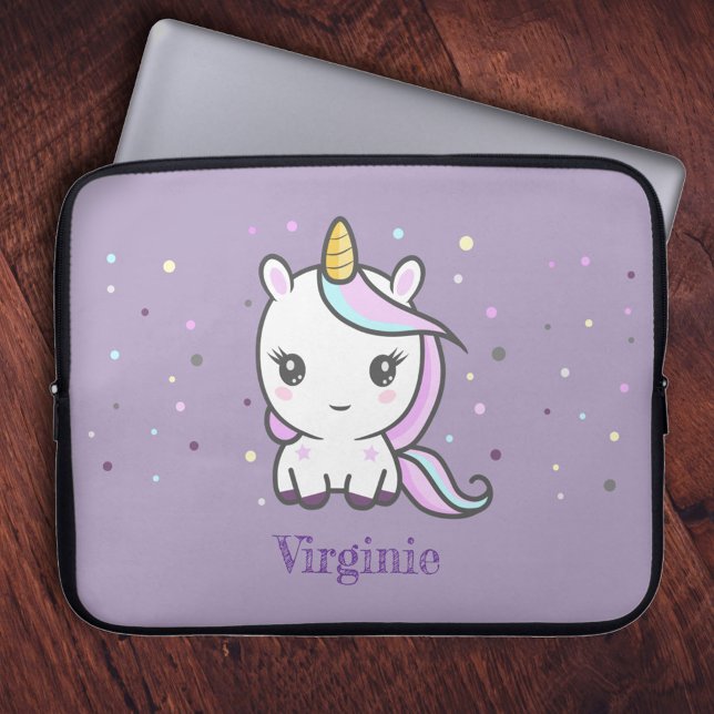 Niedlicher Einhorn Lila Laptop-Sieb Laptopschutzhülle (Cute Unicorn Purple Laptop Sleeve)